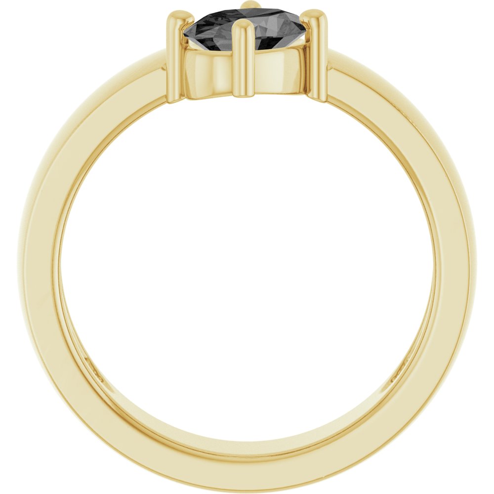 14K Yellow Gold Natural Gray Spinel Asymmetric Solitaire Ring