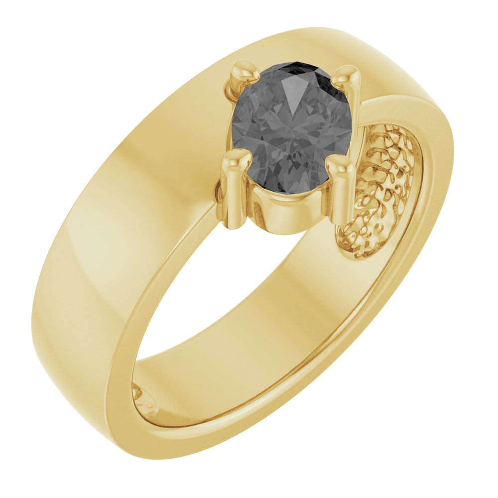 14K Yellow Gold Natural Gray Spinel Asymmetric Solitaire Ring