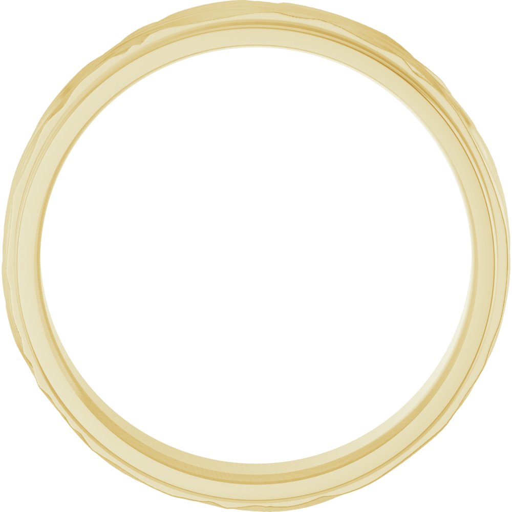 14K Yellow Gold 6 mm Stepped-Edge Textured Comfort-Fit Flat Band Size 6.5