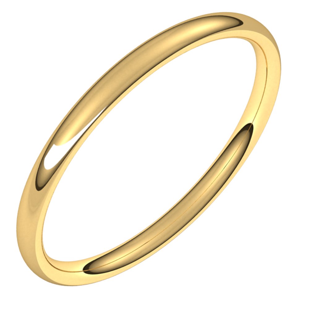 18K Yellow Gold 2 mm Lightweight Comfort-Fit European-Style Band Size 5
