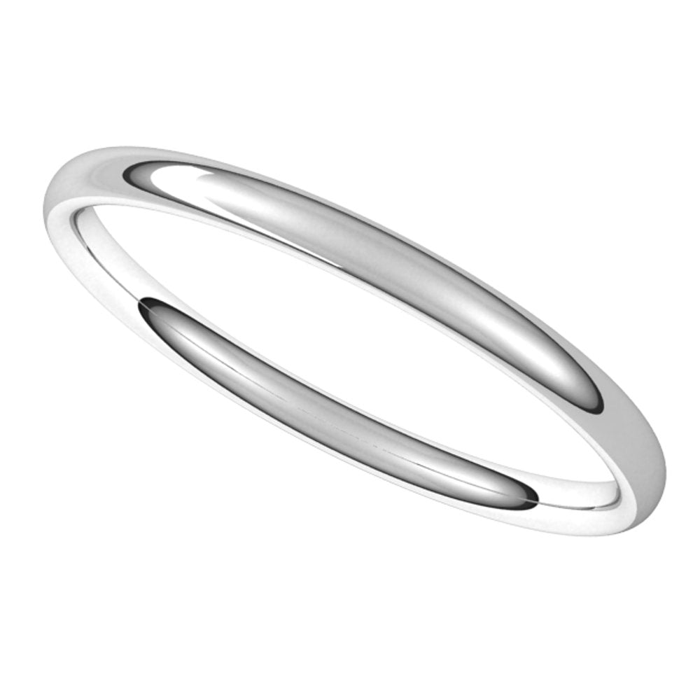 14K White Gold 2 mm Lightweight Comfort-Fit European-Style Band Size 6