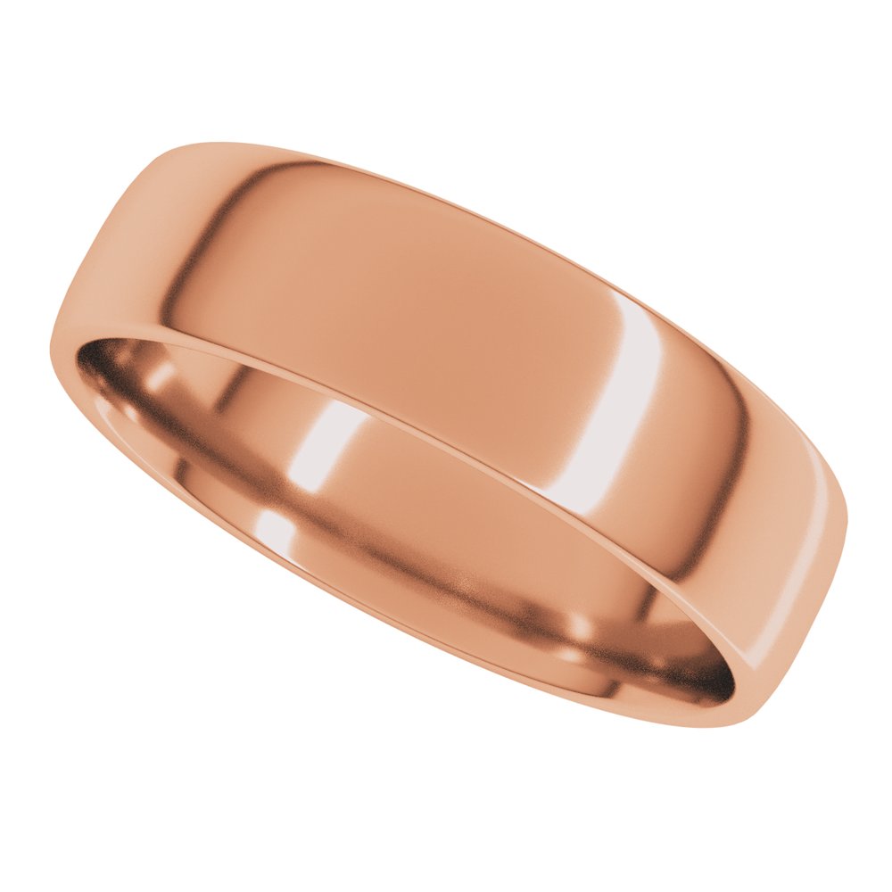 14K Rose Gold 6 mm Lightweight Comfort-Fit European-Style Band Size 8