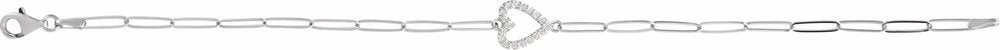 14K White 1/8 CTW Natural Diamond Heart 7" Bracelet