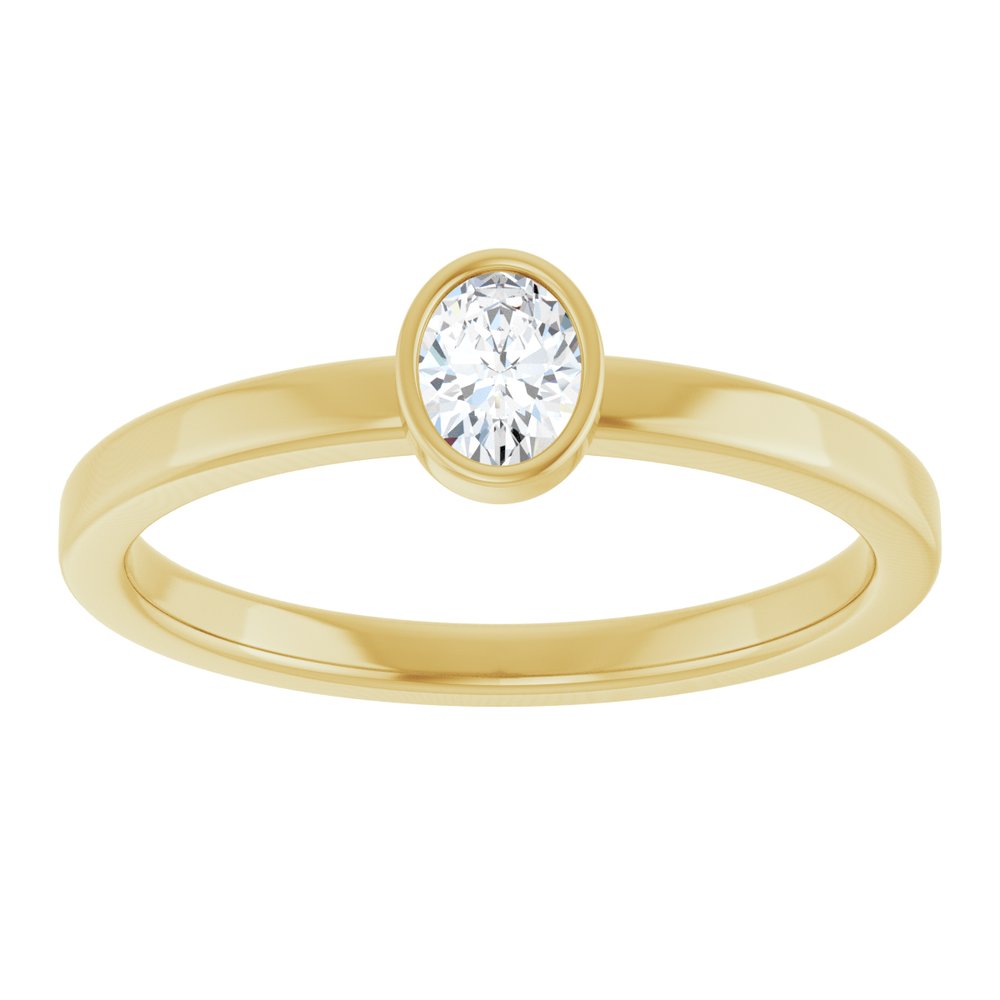 14K Yellow Gold 1/5 CT Natural Diamond Solitaire Bezel-Set Ring