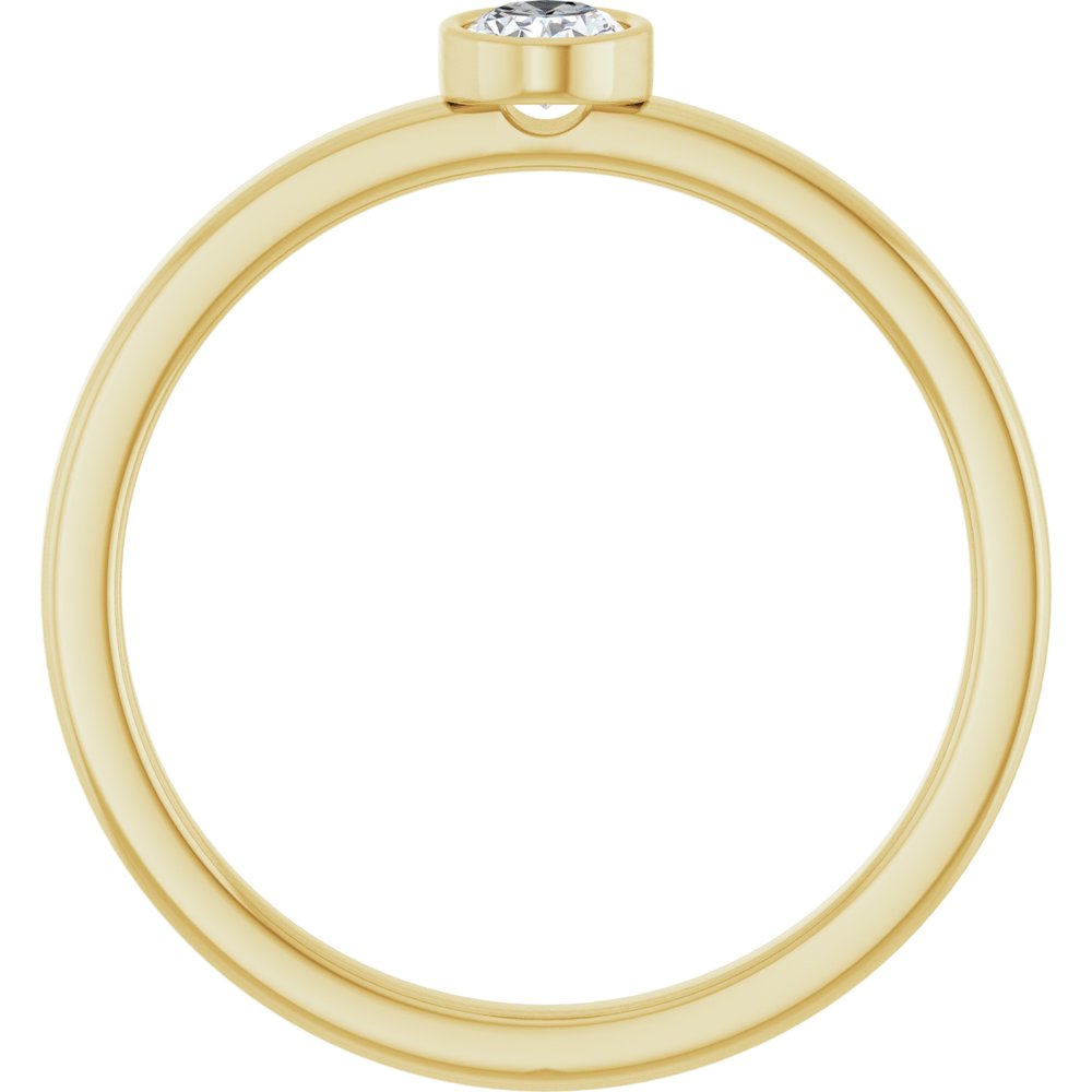 14K Yellow Gold 1/5 CT Natural Diamond Solitaire Bezel-Set Ring