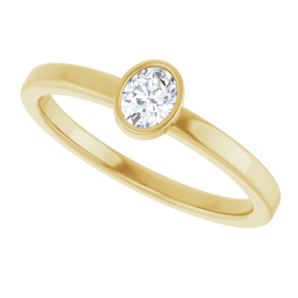 14K Yellow Gold 1/5 CT Natural Diamond Solitaire Bezel-Set Ring