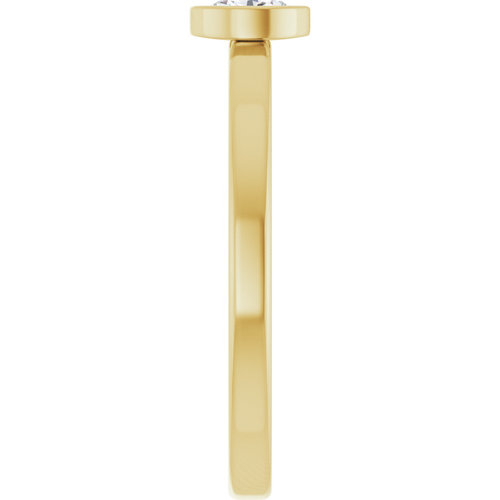 14K Yellow Gold 1/5 CT Natural Diamond Solitaire Bezel-Set Ring