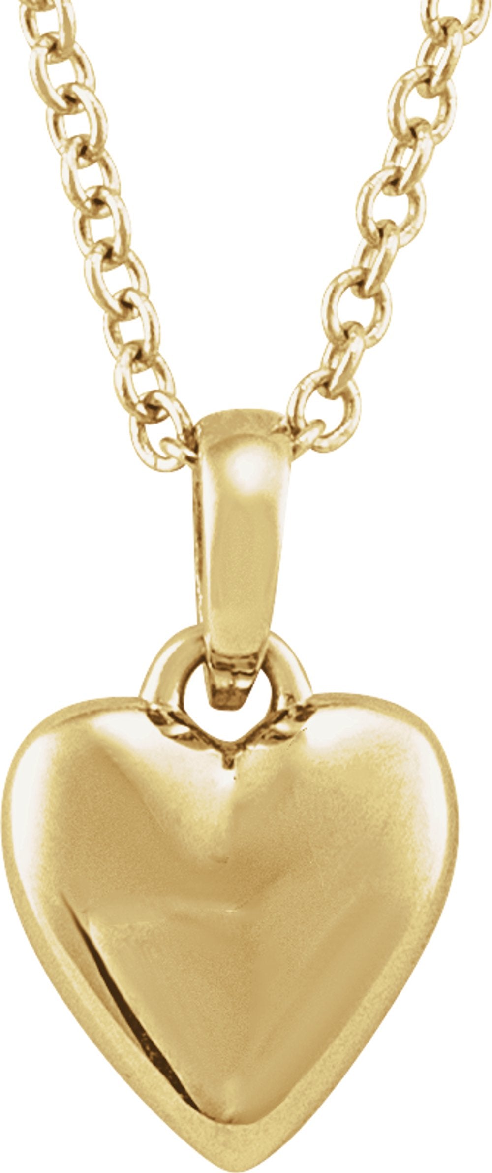 14K Yellow Gold Puffed Heart 16-18" Necklace