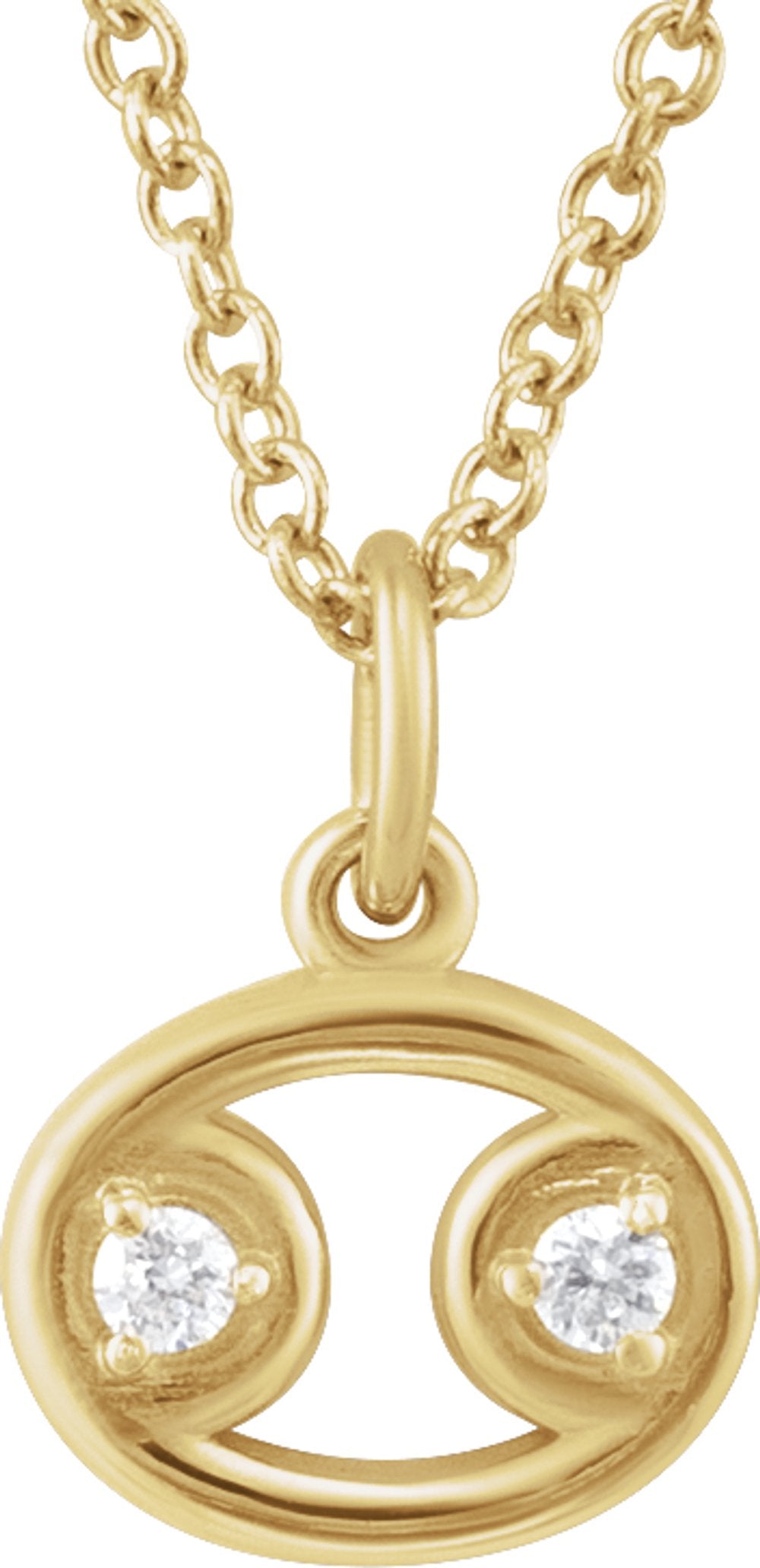 14K Yellow Gold .03 CTW Natural Diamond Cancer Zodiac 16-18" Necklace