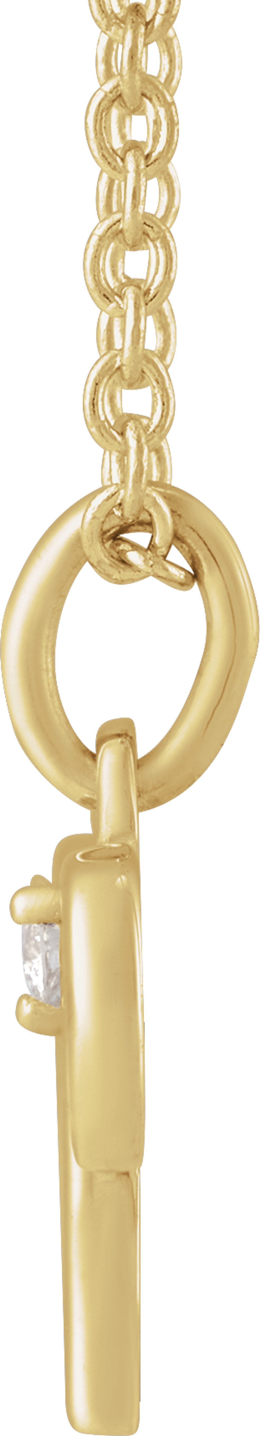 14K Yellow Gold .015 CT Natural Diamond Aries Zodiac 16-18" Necklace