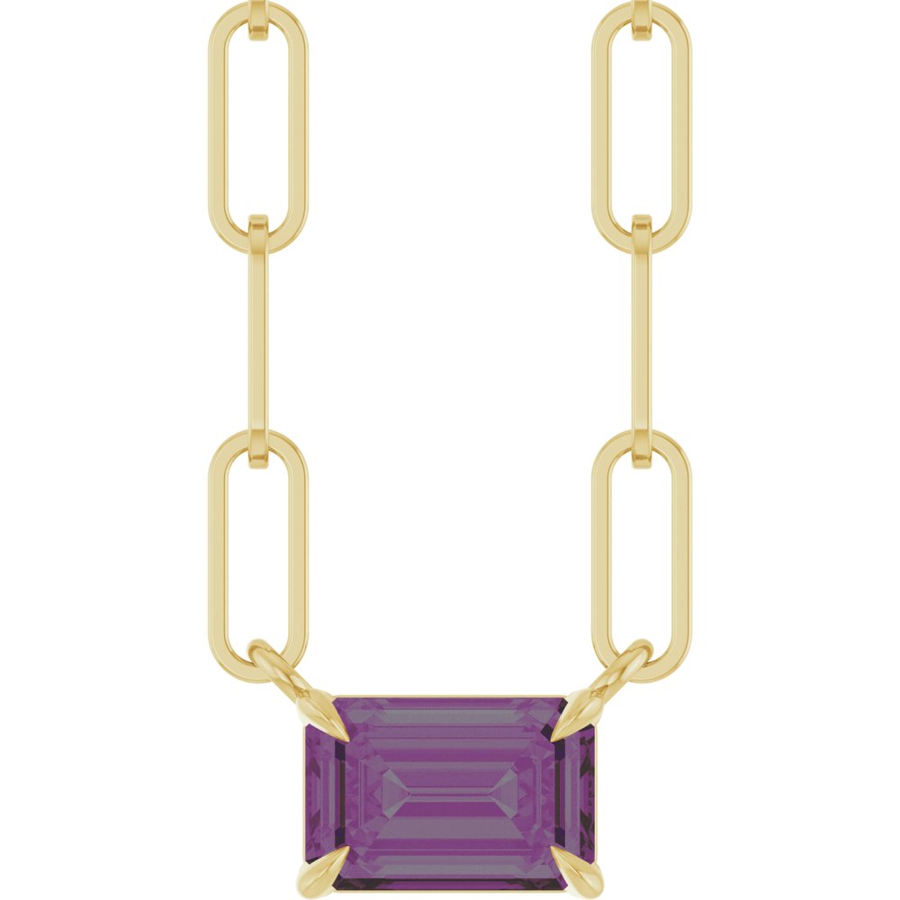 14K Yellow Gold 6x4 mm Lab-Grown Alexandrite Solitaire 18" Necklace