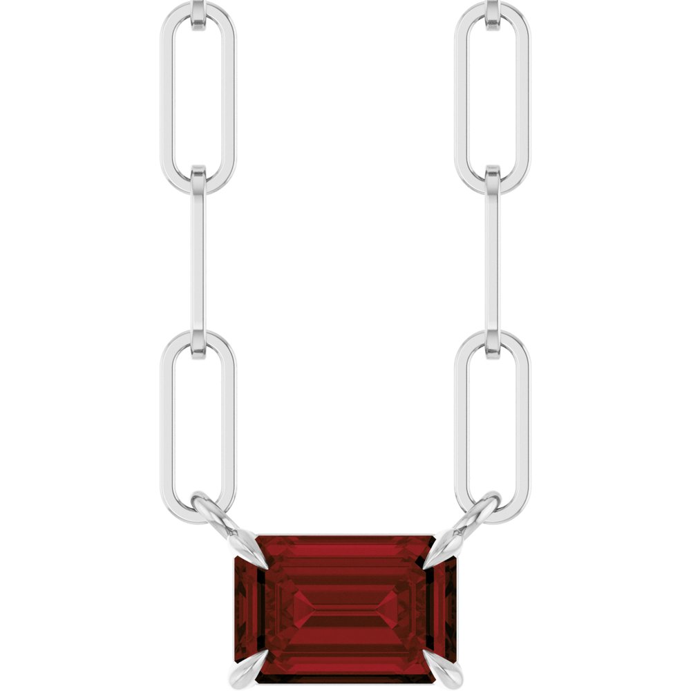 Sterling Silver 6x4 mm Natural Mozambique Garnet Solitaire 18" Necklace