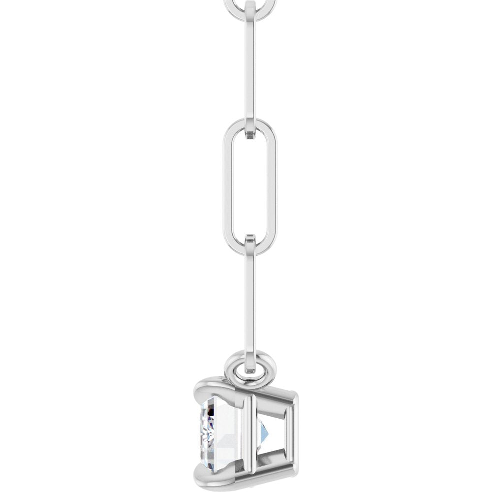 14K White Gold 5/8 CT Lab-Grown Diamond Solitaire 18" Necklace