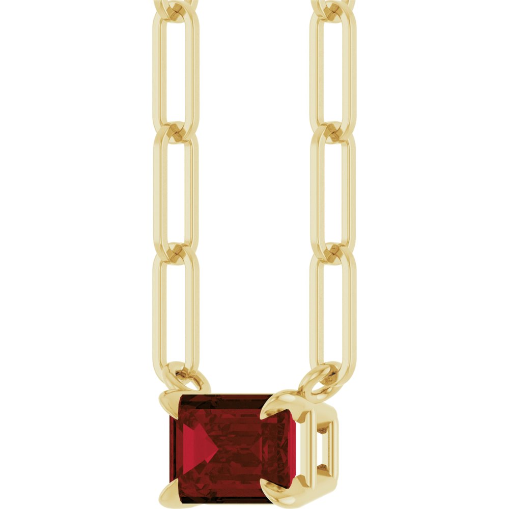 14K Yellow Gold 6x4 mm Natural Mozambique Garnet Solitaire 18" Necklace