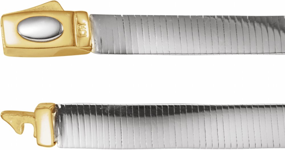 14K Yellow/White Gold 6 mm Reversible Omega 18" Chain