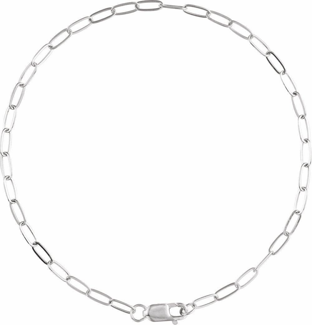 14K White Gold 2.1 mm Paperclip-Style 7" Chain