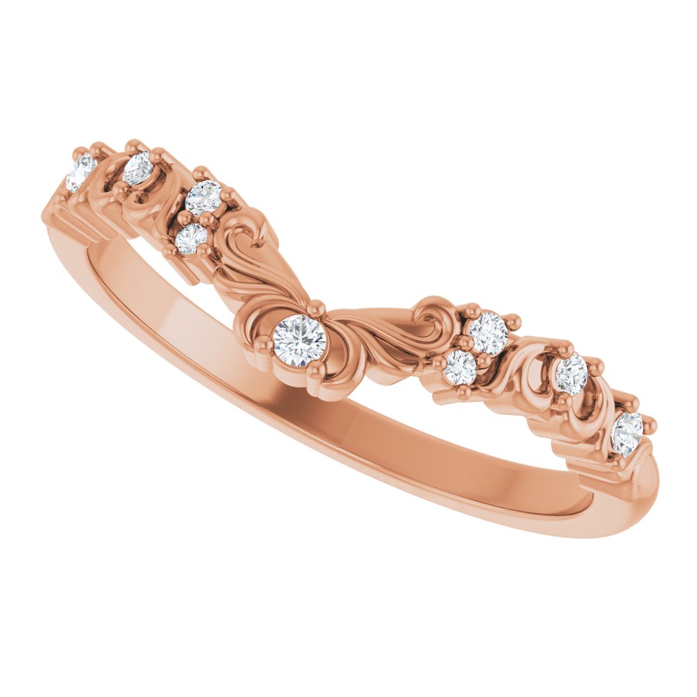14K Rose .07 CTW Natural Diamond Contour Band