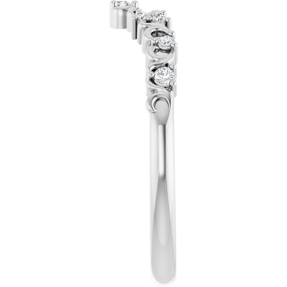 14K White Gold .07 CTW Natural Diamond Contour Band