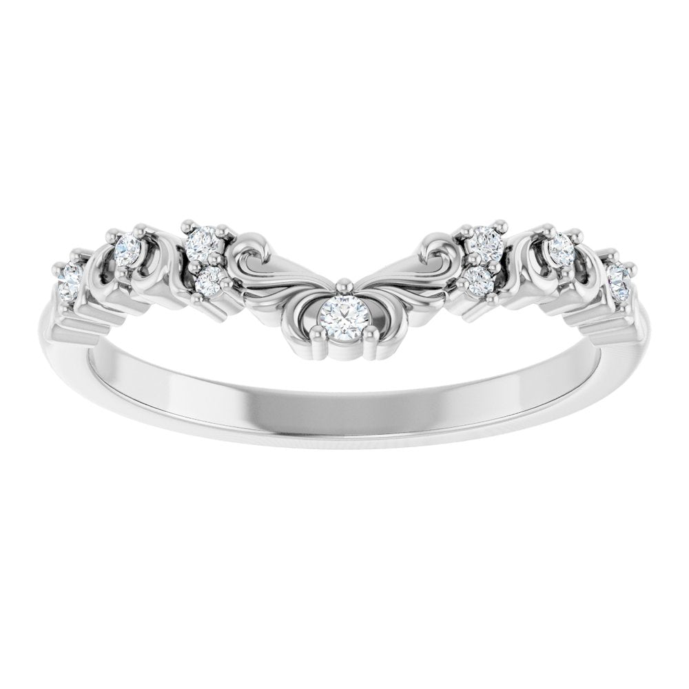 14K White .07 CTW Natural Diamond Contour Band