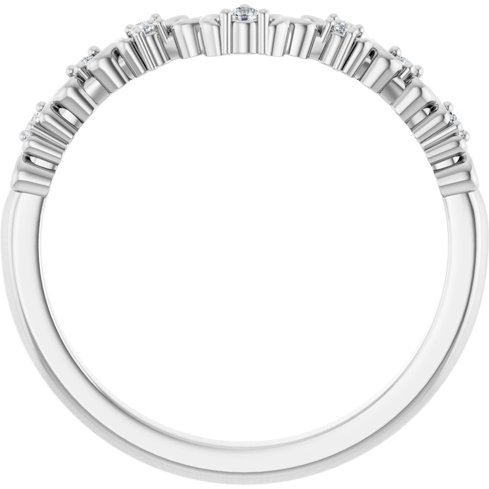 14K White Gold .07 CTW Natural Diamond Contour Band