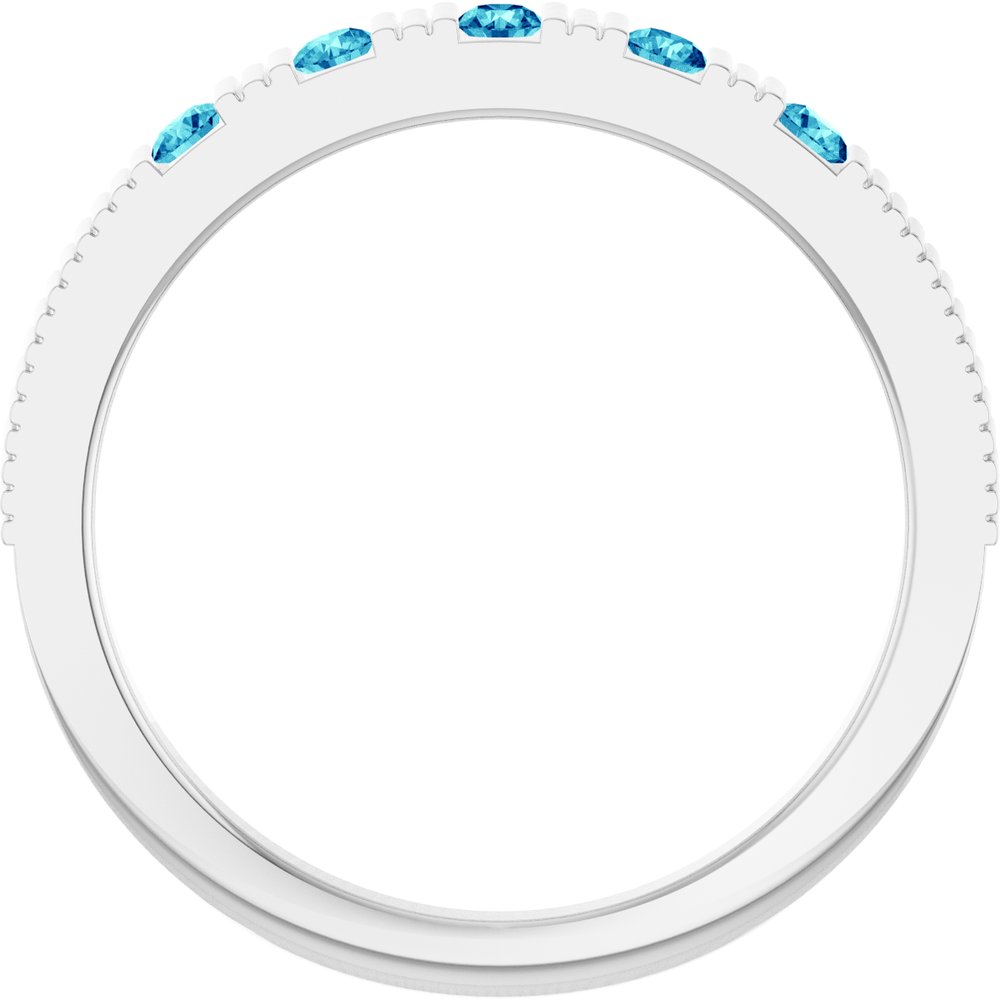 14K White Gold Natural Blue Zircon Stackable Ring