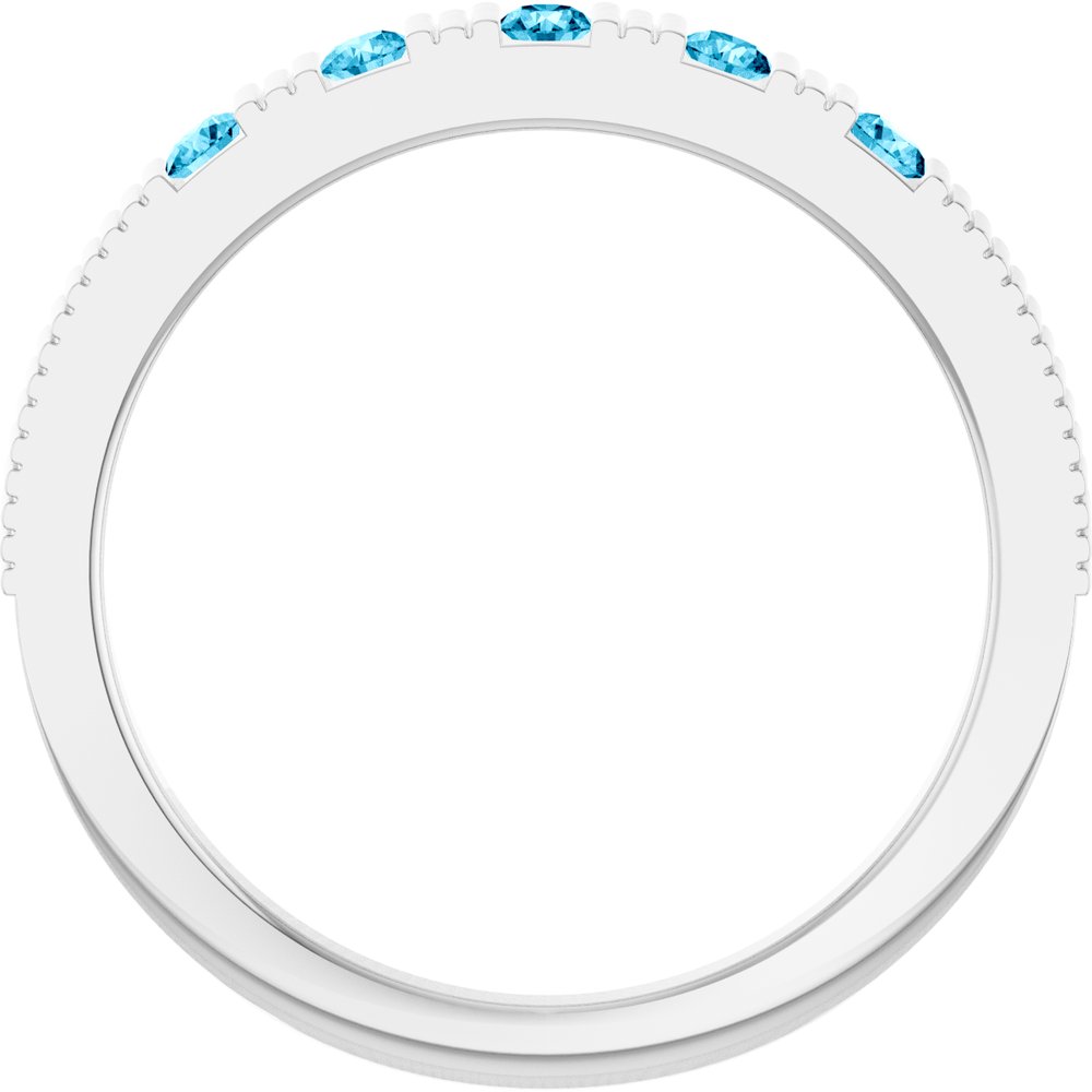 14K White Natural Aquamarine Stackable Ring