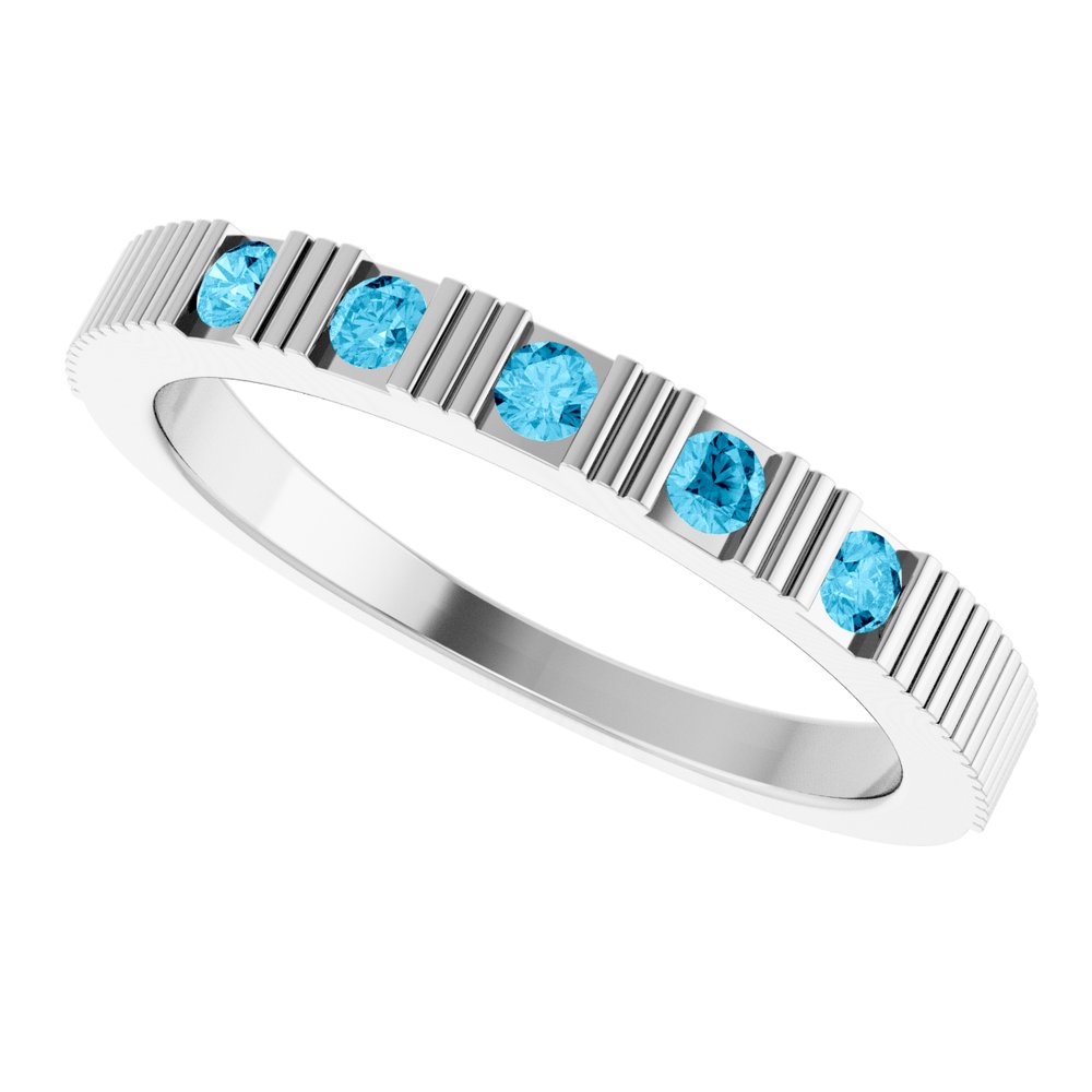 14K White Natural Aquamarine Stackable Ring
