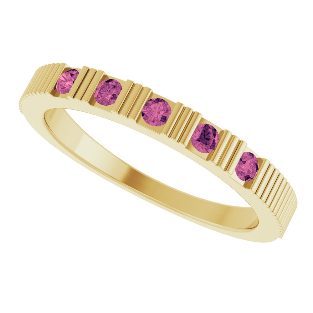 14K Yellow Gold Natural Pink Tourmaline Stackable Ring