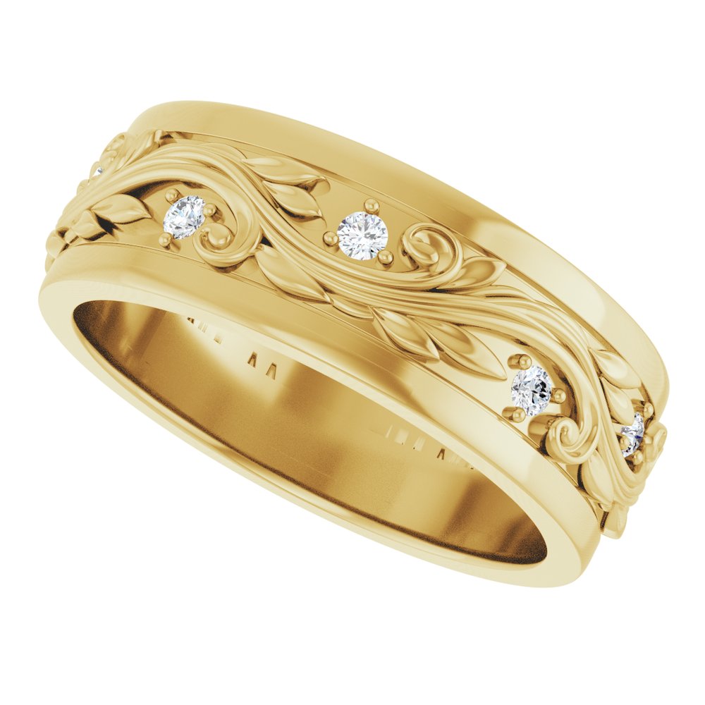 14K Yellow Gold 1/4 CTW Natural Diamond Band Size 10