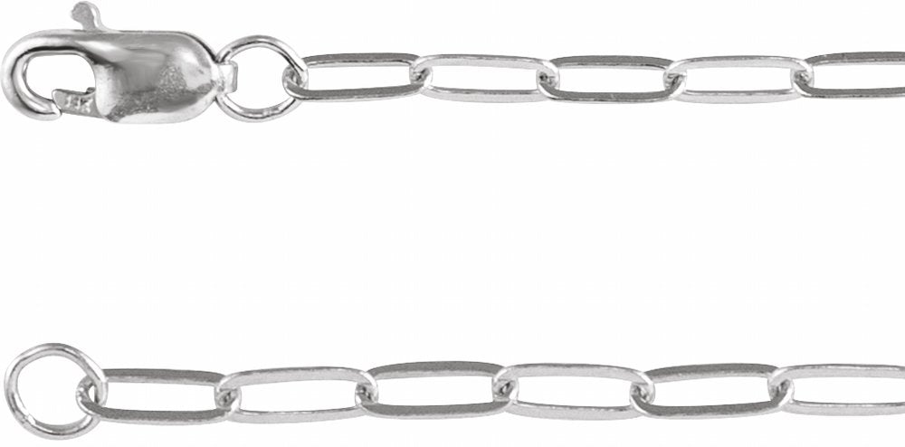 10K White Gold 2.1 mm Paperclip-Style 7" Chain