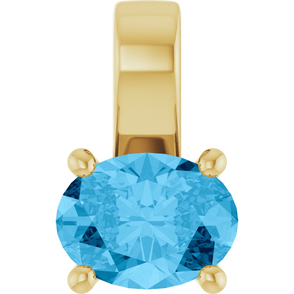 14K Yellow Gold Natural Swiss Blue Topaz Charm/Pendant