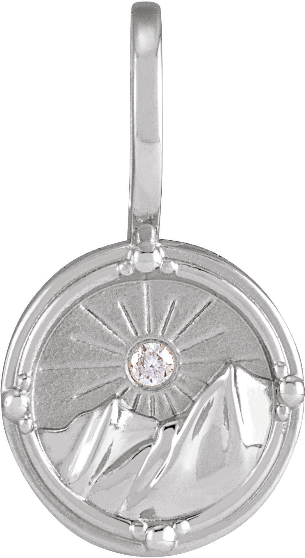 Sterling Silver .015 CT Natural Diamond Earth Element Charm/Pendant