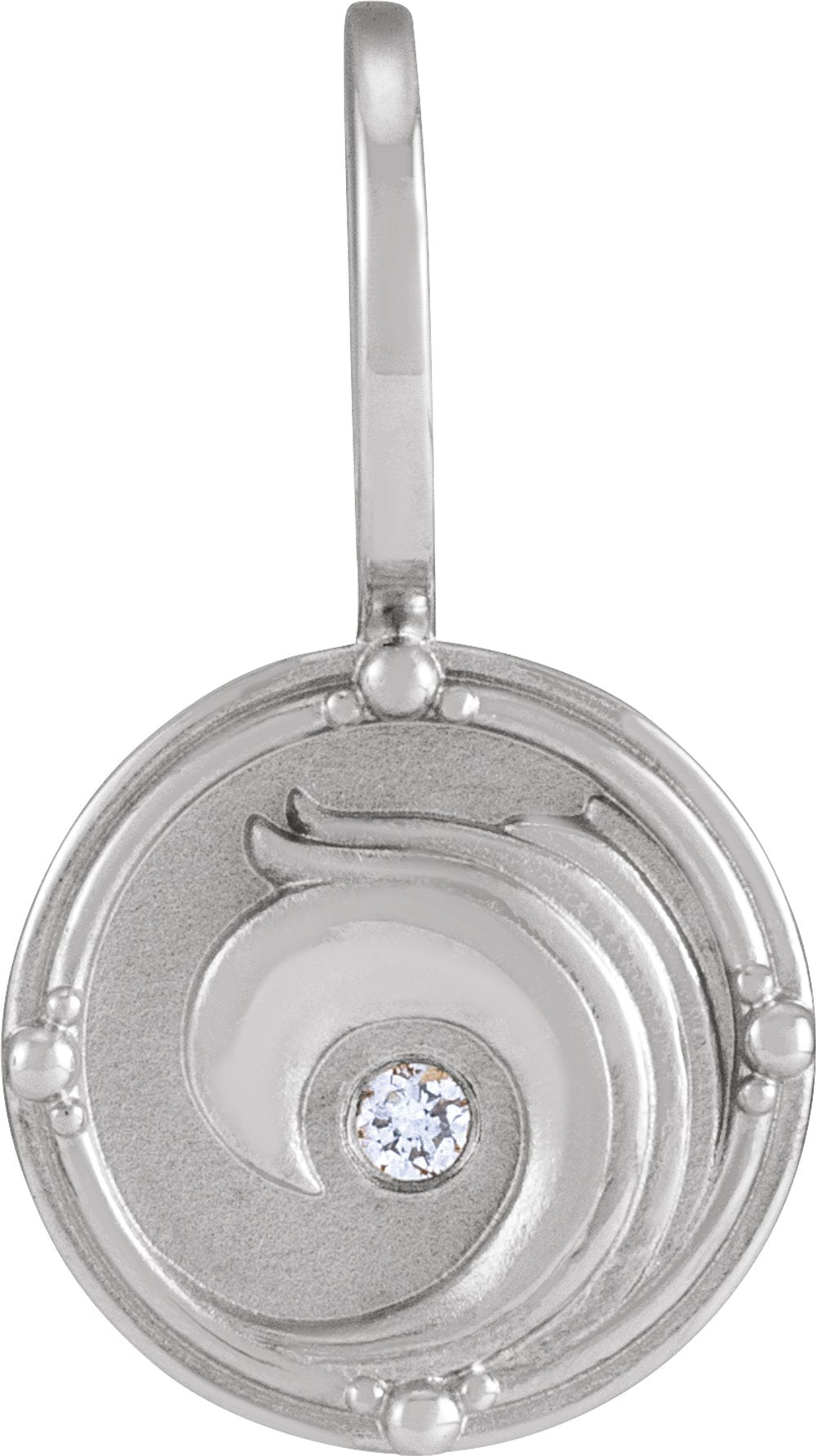 Sterling Silver .015 CT Natural Diamond Water Element Charm/Pendant