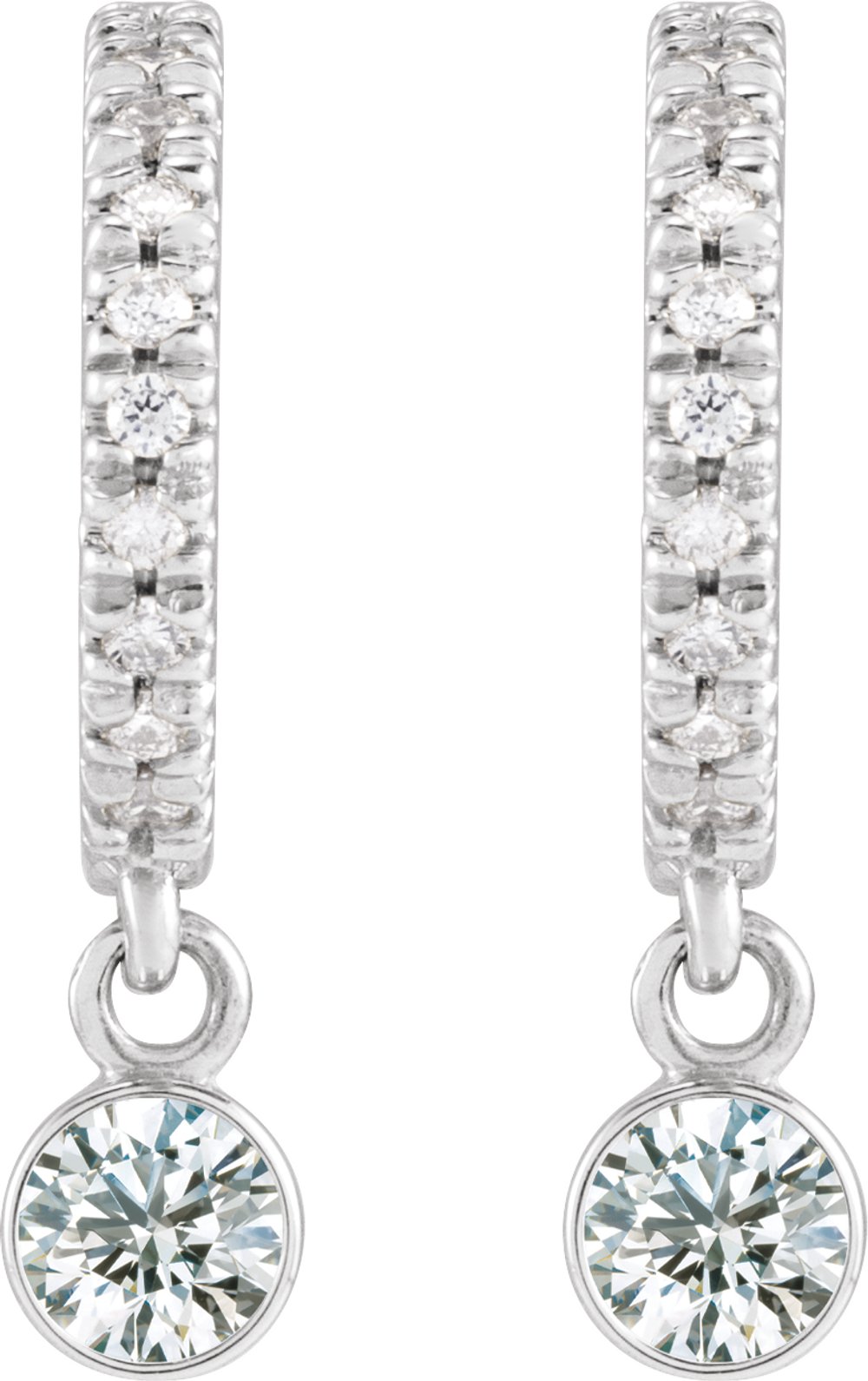 14K White Gold 1/4 CTW Natural Diamond French-Set 16.1 mm Hoop Earrings