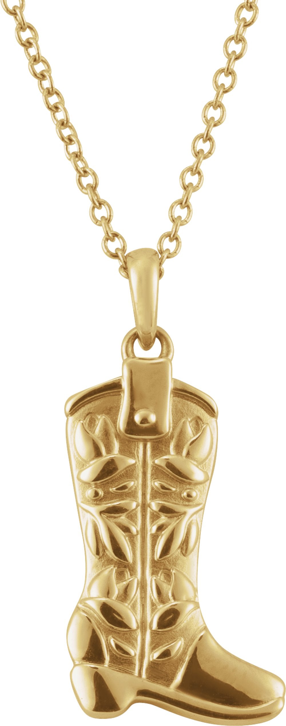 14K Yellow Gold Cowboy Boot 16-18" Necklace