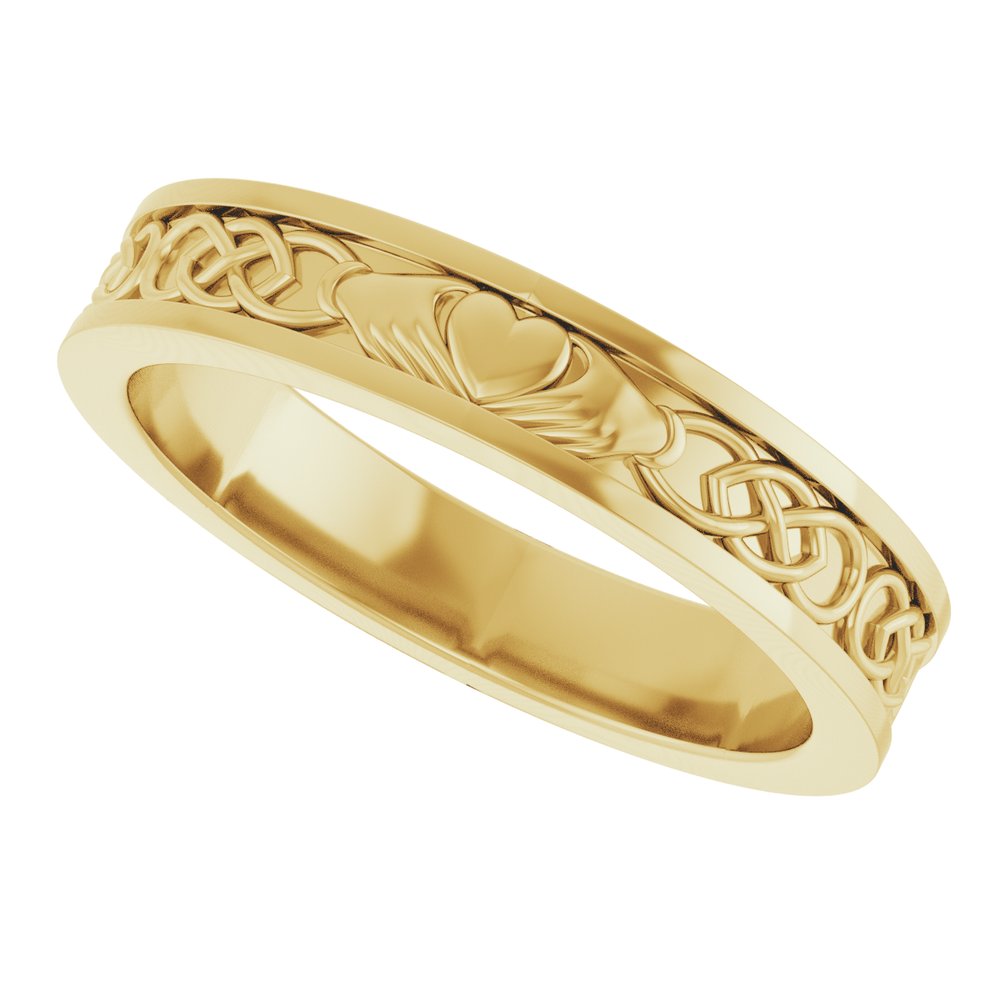 14K Yellow Gold 2.6 mm Claddagh Flat Band