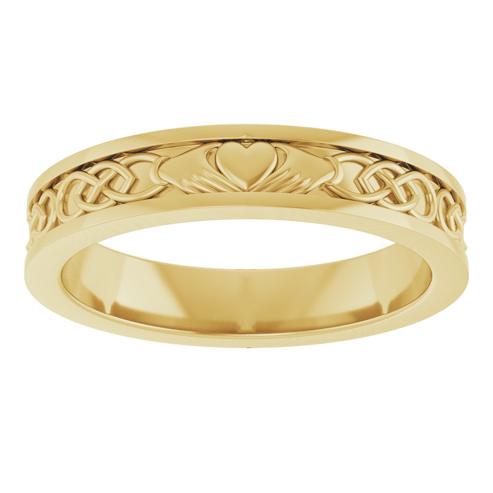 14K Yellow Gold 2.6 mm Claddagh Flat Band