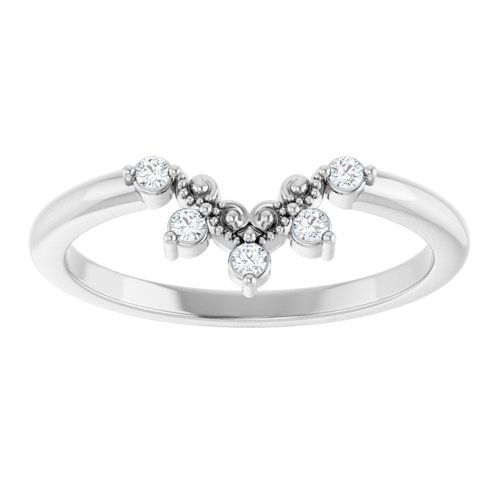 14K White Gold Round 1.5mm .07 CTW Natural Diamond Accented Contour Band