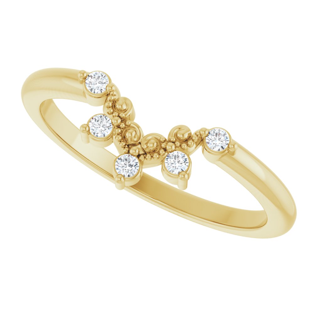 14K Yellow Gold Round 1.5mm .07 CTW Natural Diamond Accented Contour Band