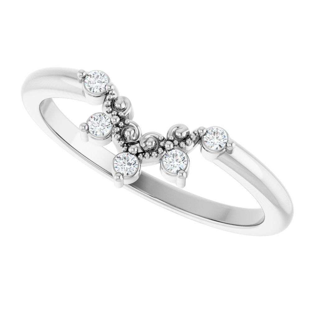 14K White Gold Round 1.5mm .07 CTW Natural Diamond Accented Contour Band