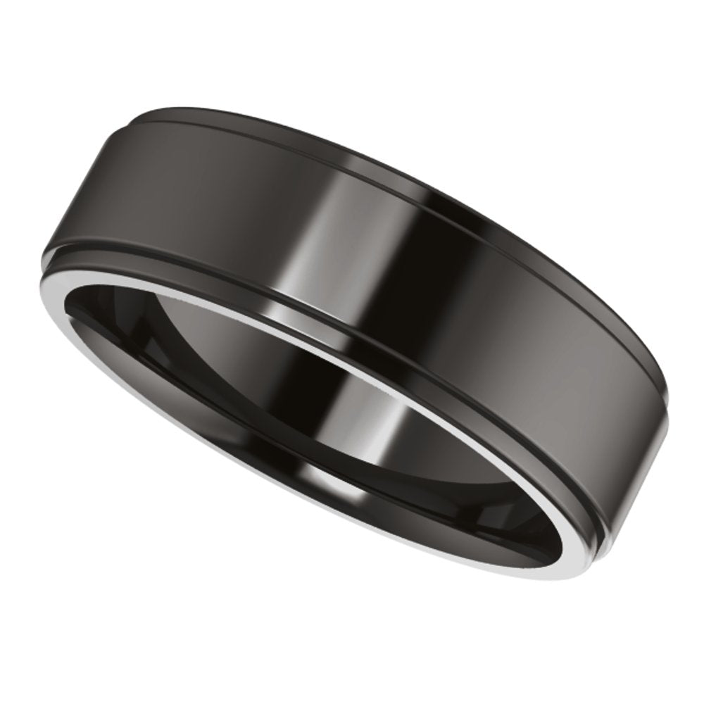 Zirconium 6 mm Stepped-Edge Comfort-Fit Flat Band Size 7
