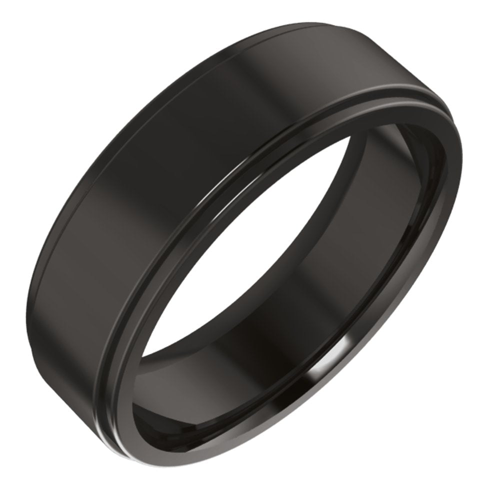 Zirconium 6 mm Stepped-Edge Comfort-Fit Flat Band Size 8