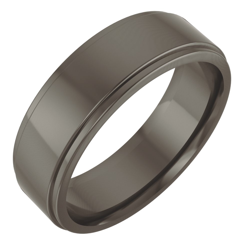 Titanium 6 mm Stepped-Edge Comfort-Fit Flat Band Size 7.5