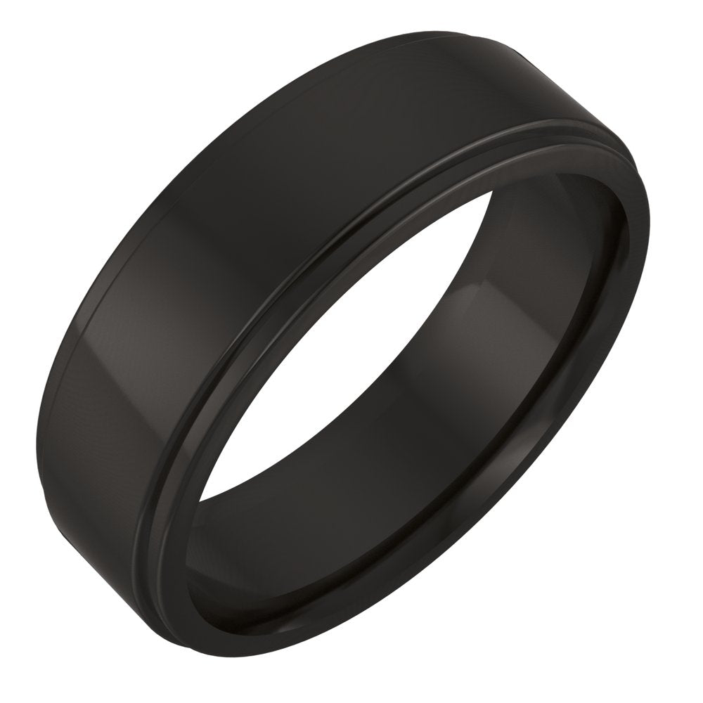 Zirconium 6 mm Stepped-Edge Comfort-Fit Flat Band Size 7