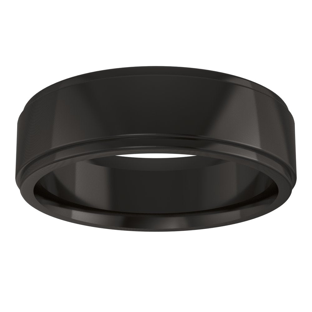 Zirconium 6 mm Stepped-Edge Comfort-Fit Flat Band Size 7