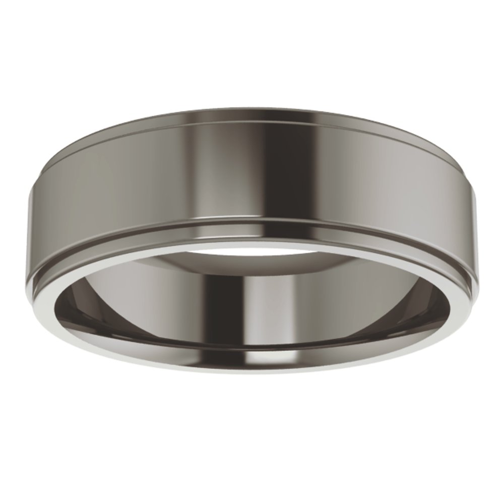 Titanium 6 mm Stepped-Edge Comfort-Fit Flat Band Size 8