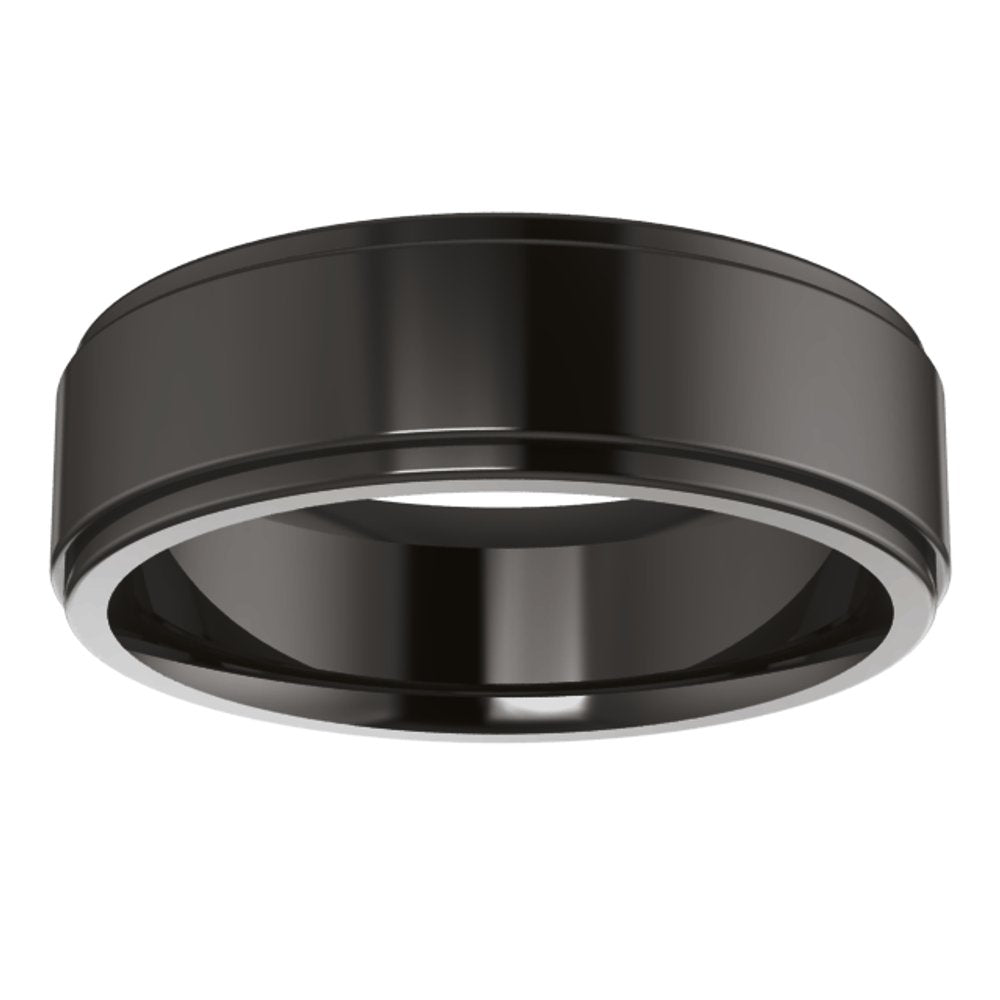 Zirconium 6 mm Stepped-Edge Comfort-Fit Flat Band