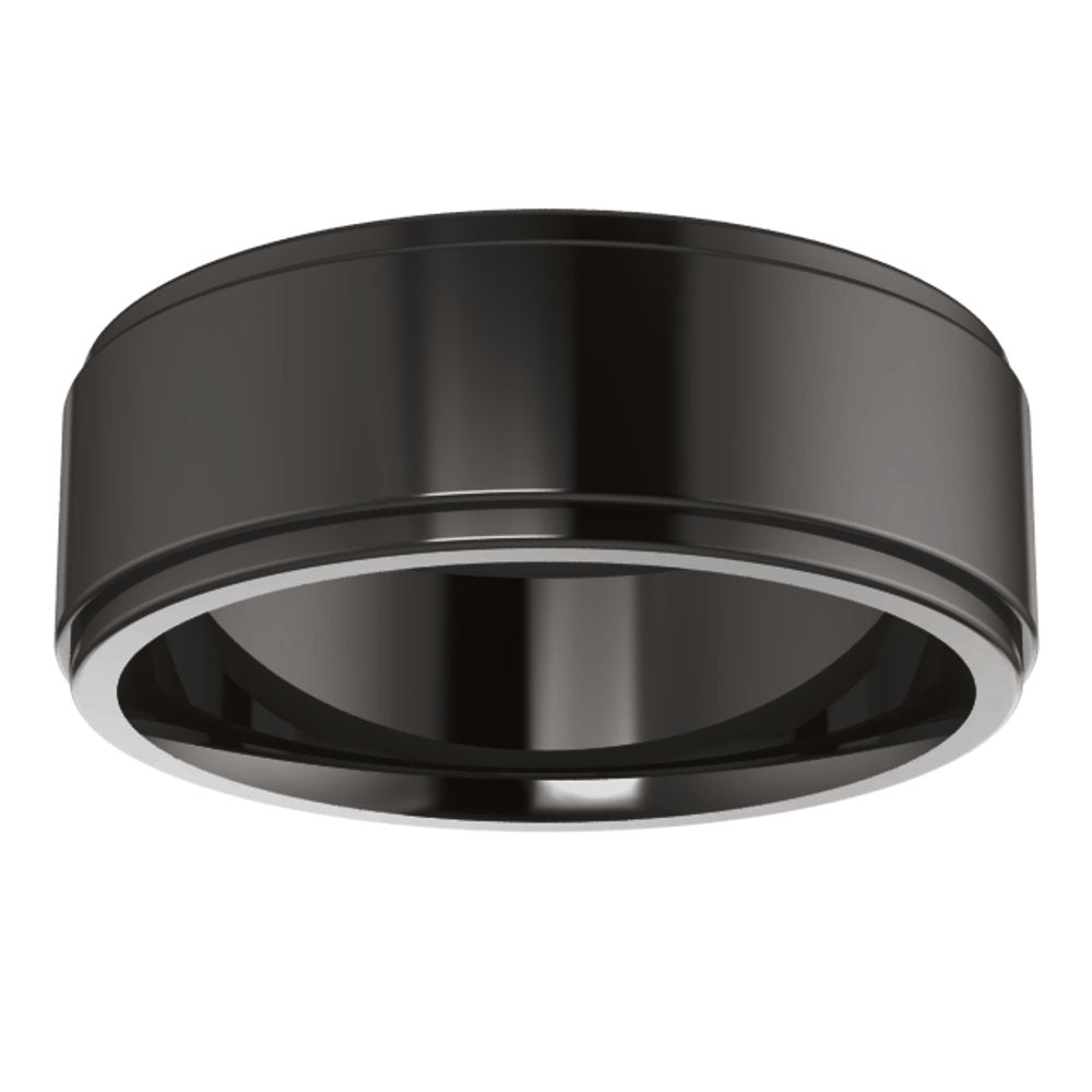 Zirconium 7 mm Stepped-Edge Comfort-Fit Flat Band Size 8