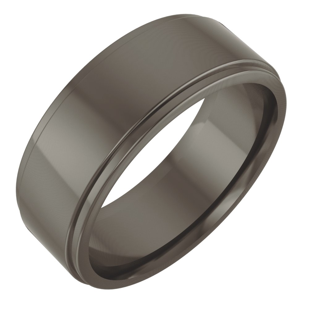 Titanium 7 mm Stepped-Edge Comfort-Fit Flat Band Size 8