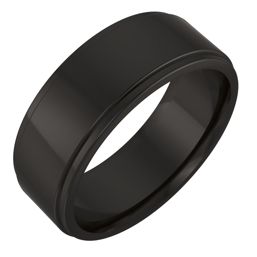 Zirconium 7 mm Stepped-Edge Comfort-Fit Flat Band Size 8